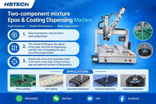 최신 회사 블로그 HS‑D5331 Table‑Top Dual‑Platform Dispenser — Reliable Automated 2‑Part Epoxy Dispensing for Electronics