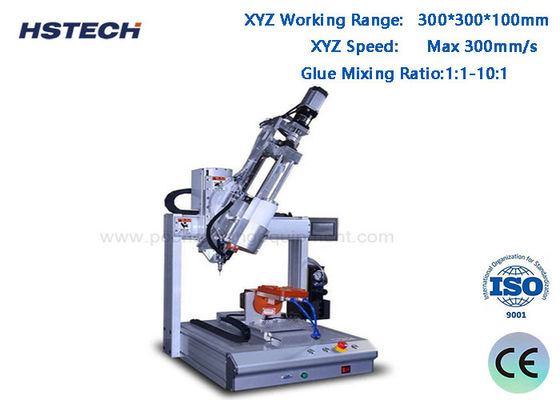 좋은 가격 4 축 AB 접착제 분배 기계 ±0.02mm 반복 정확성 300*300*100mm 작업 범위 및 1:1-10:1 접착제 혼합 비율 온라인으로